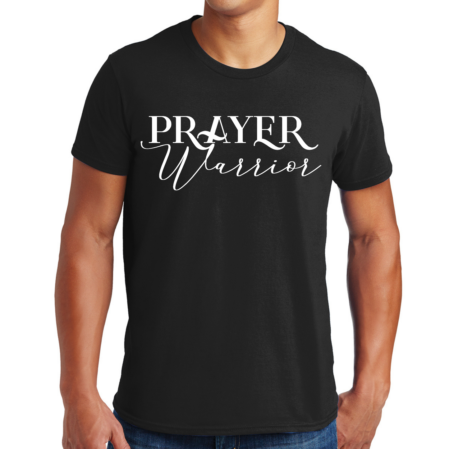 Mens Graphic T-shirt Prayer Warrior Script Style Illustration