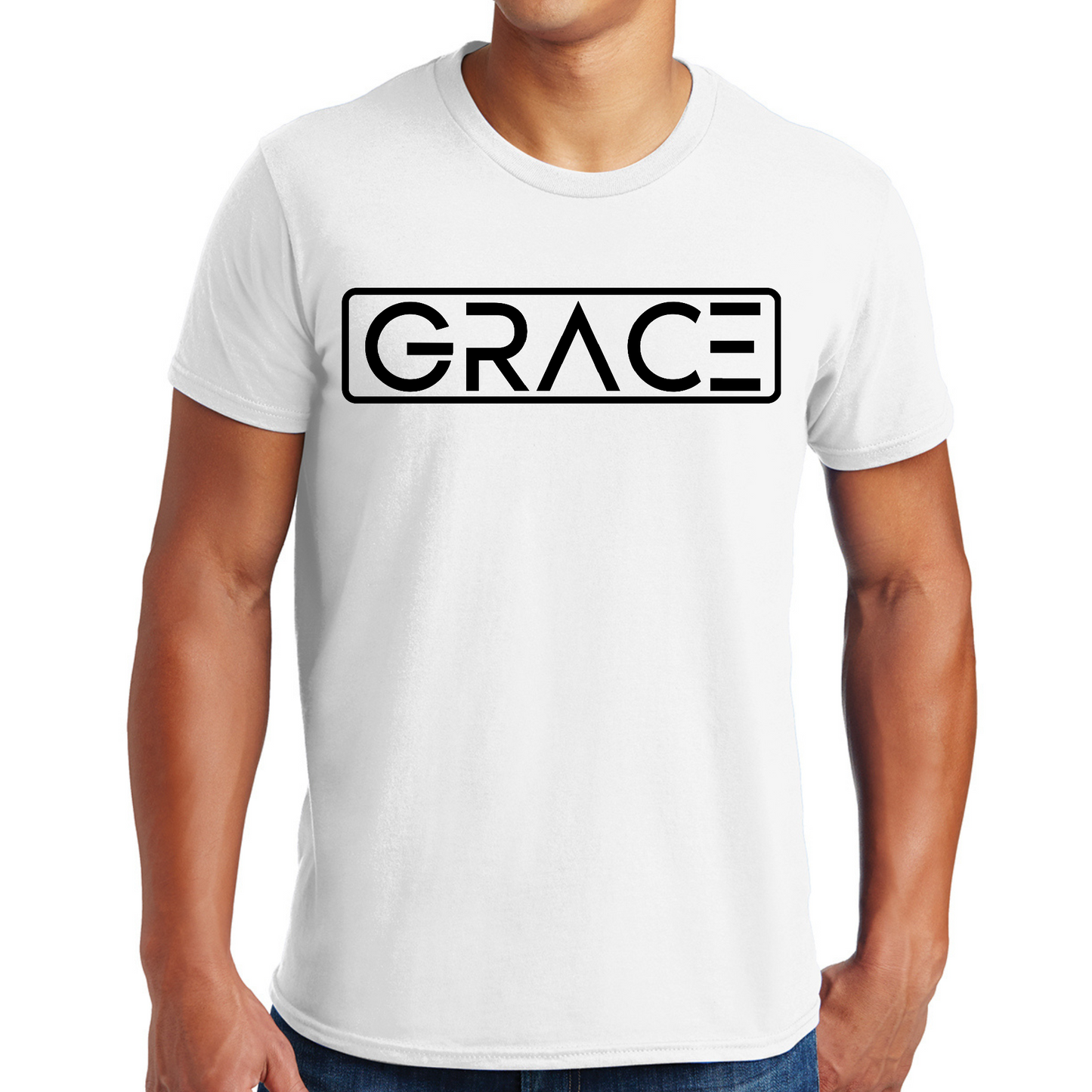 Mens Graphic T-shirt Grace Christian Black Illustration