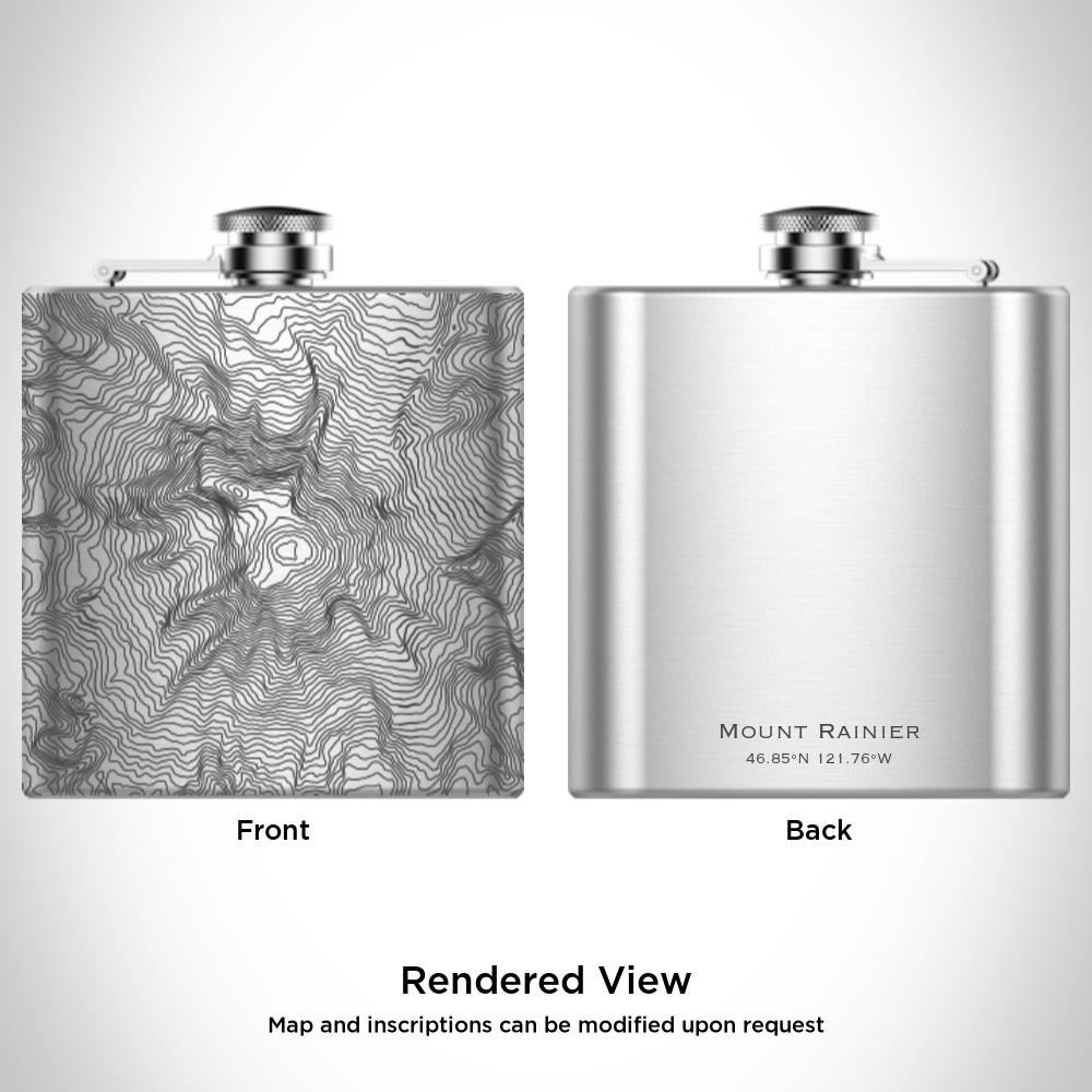 Mount Rainier - Washington Map Hip Flask