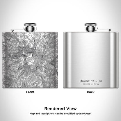 Mount Rainier - Washington Map Hip Flask