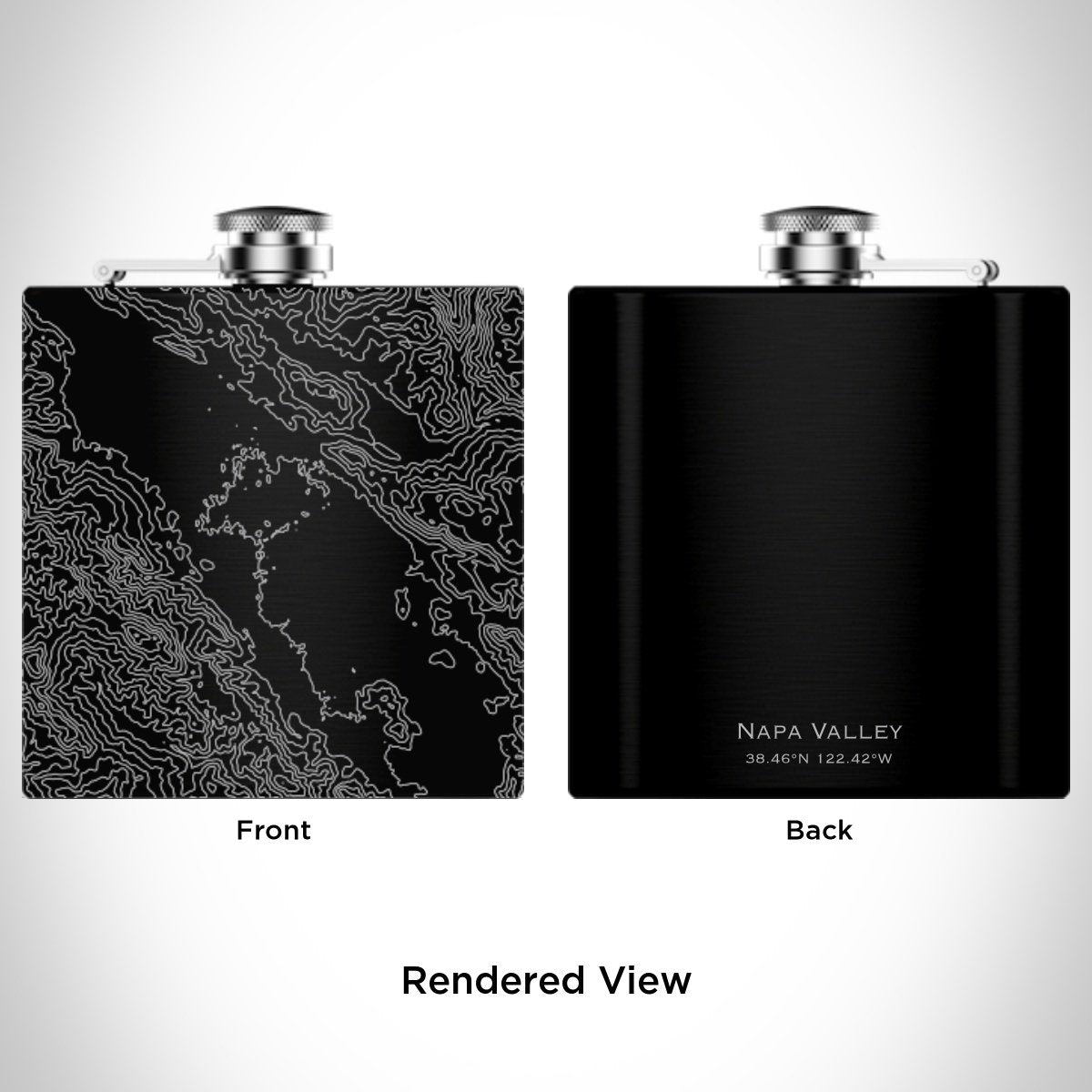 Napa Valley - California Engraved Topographic Map Hip Flask in Matte