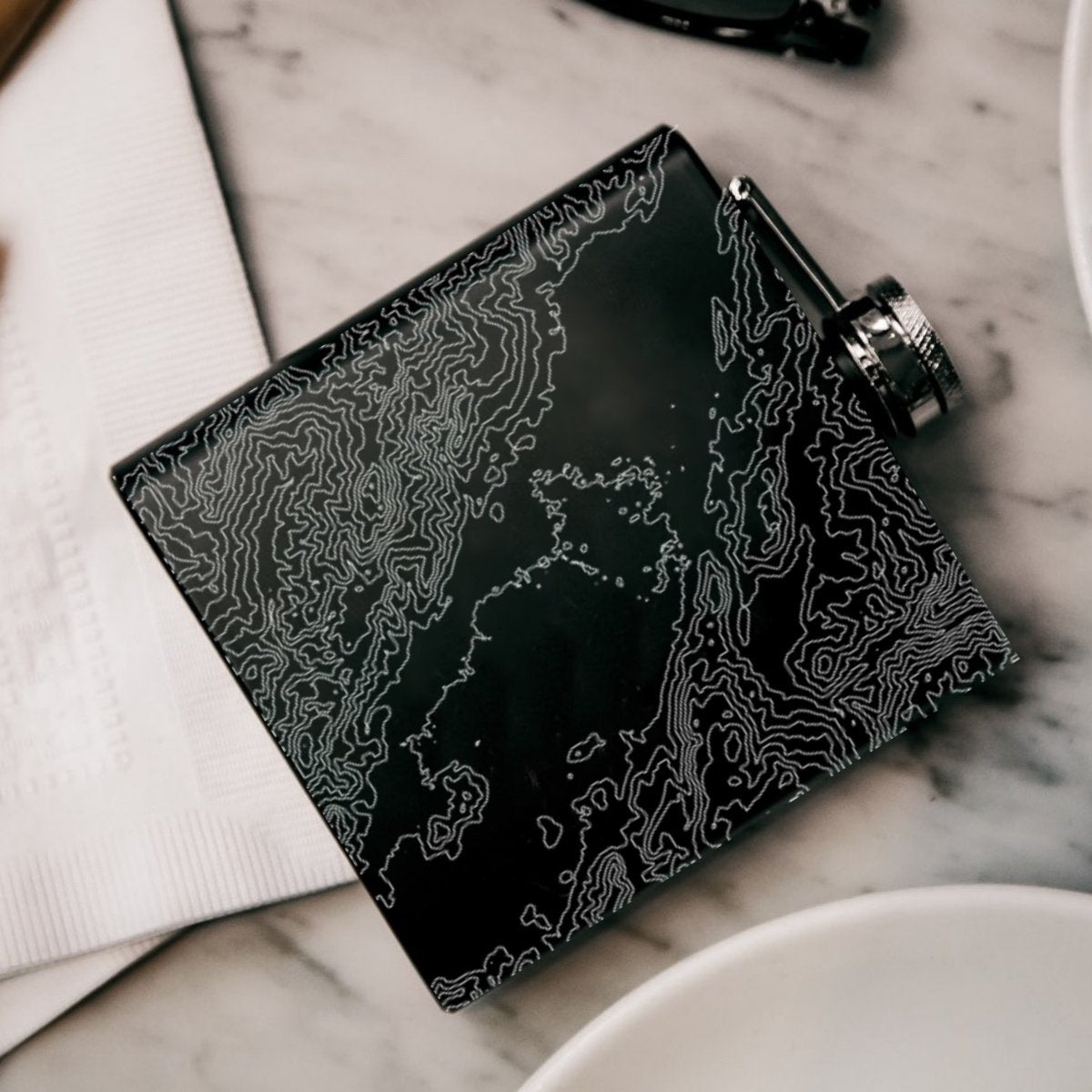 Napa Valley - California Engraved Topographic Map Hip Flask in Matte