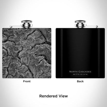 North Cascades National Park Engraved Topographic Map Hip Flask in