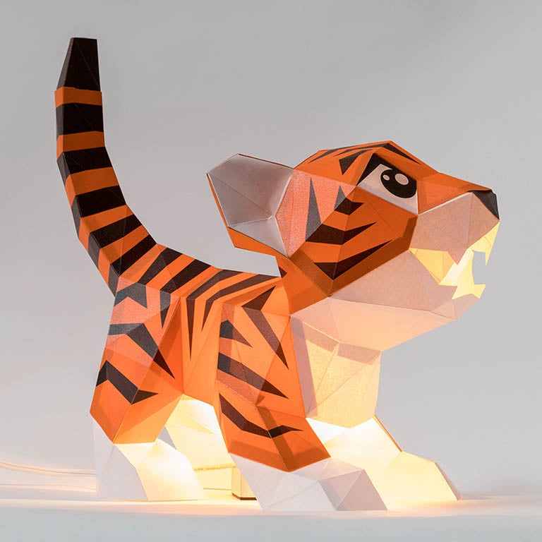 Baby Tiger 3D Paper Model, Lamp