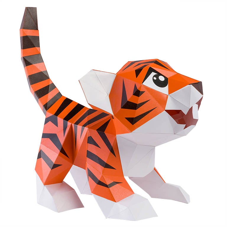 Baby Tiger 3D Paper Model, Lamp