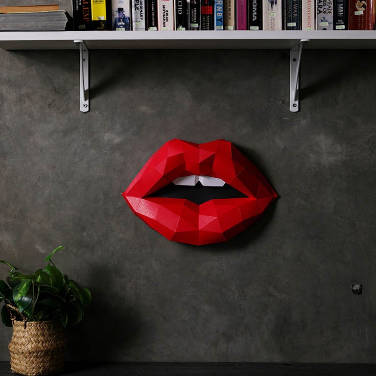 Red 3D Lips Wall Art