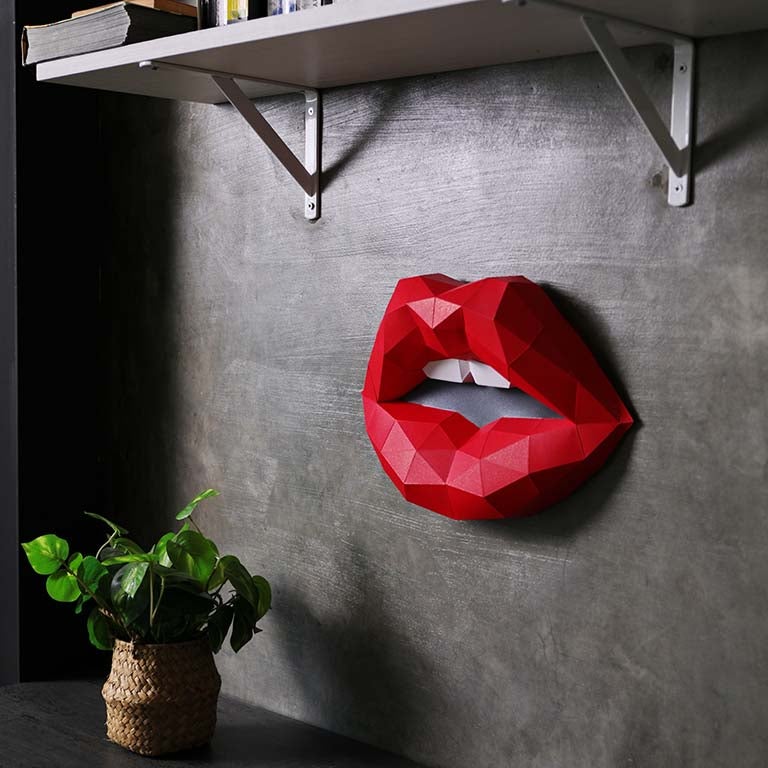 Red 3D Lips Wall Art