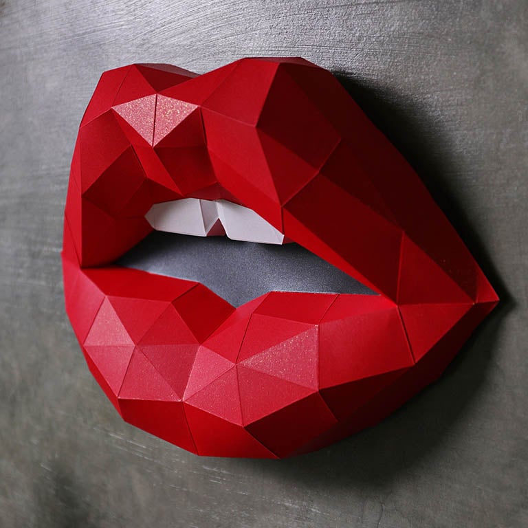 Red 3D Lips Wall Art