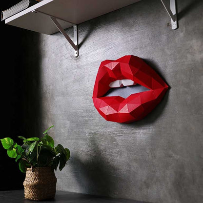 Red 3D Lips Wall Art