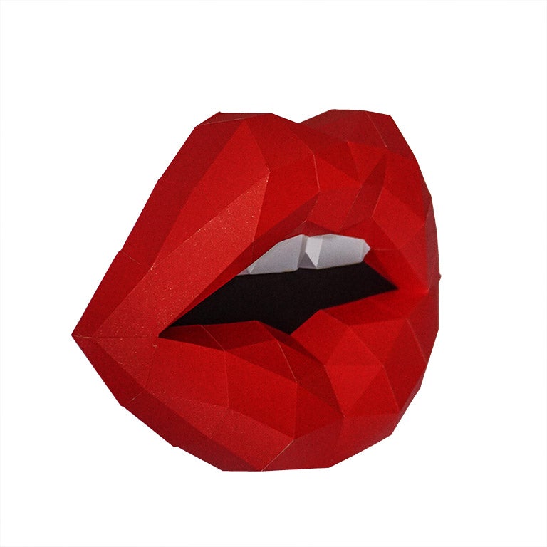 Red 3D Lips Wall Art