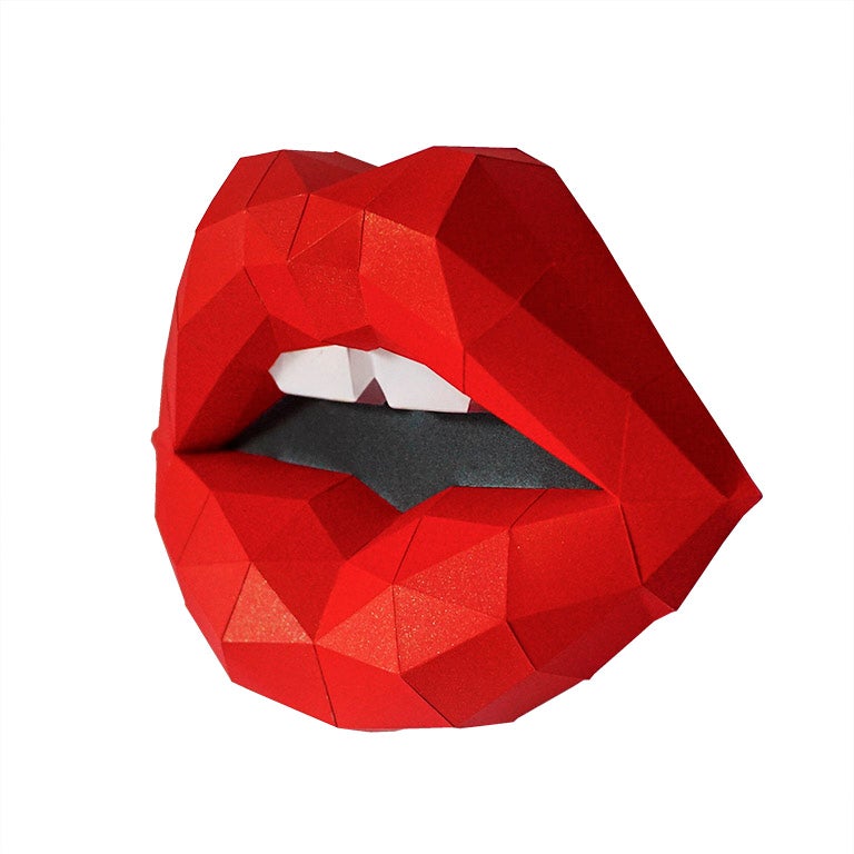 Red 3D Lips Wall Art