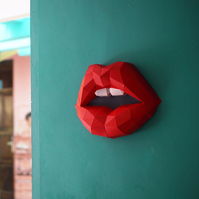 Red 3D Lips Wall Art Main image