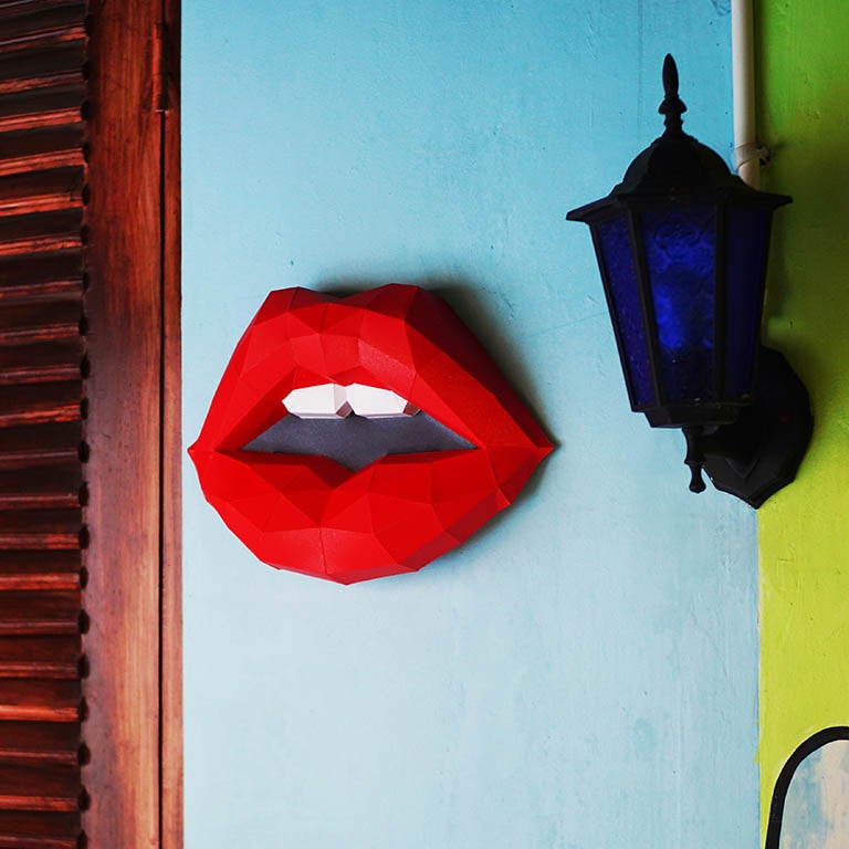 Red 3D Lips Wall Art