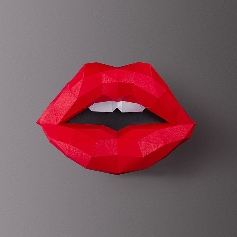 Red 3D Lips Wall Art