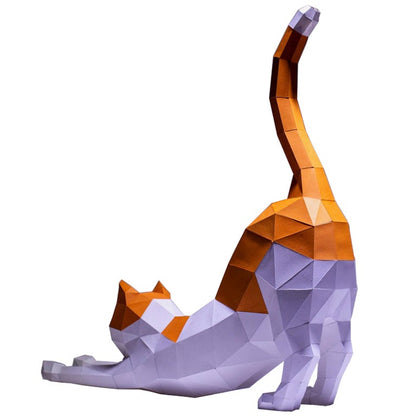 Stretching Cat 3D Paper Model