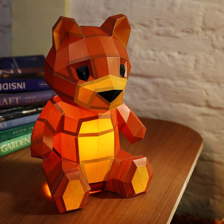 Teddy Bear 3D Paper Model, Lamp