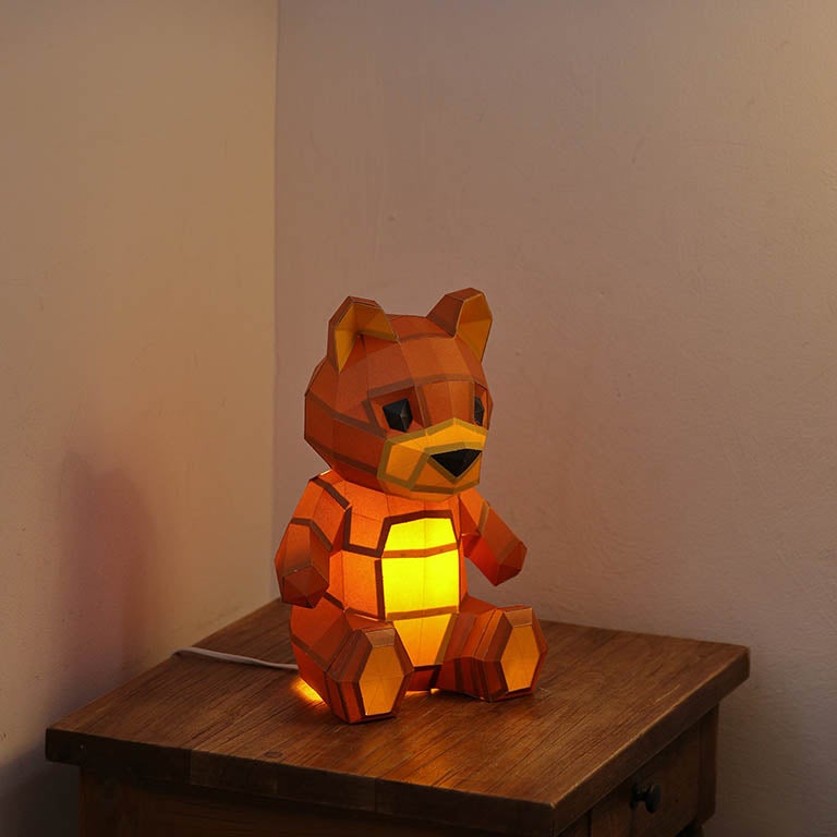 Teddy Bear 3D Paper Model, Lamp