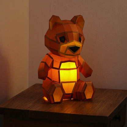 Teddy Bear 3D Paper Model, Lamp