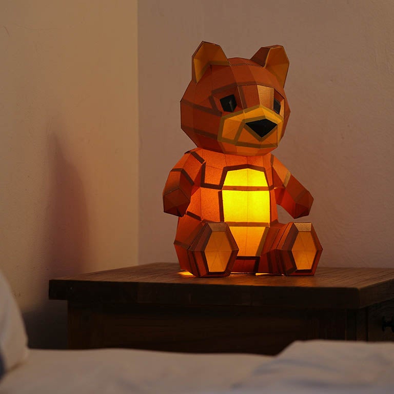 Teddy Bear 3D Paper Model, Lamp