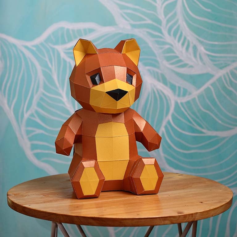 Teddy Bear 3D Paper Model, Lamp