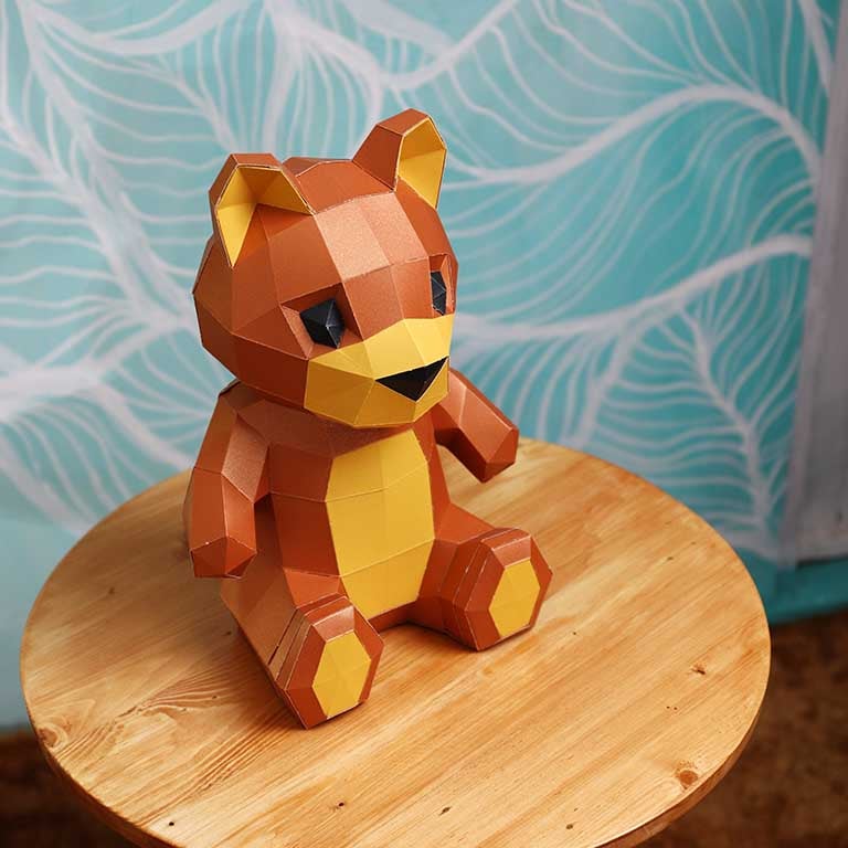 Teddy Bear 3D Paper Model, Lamp