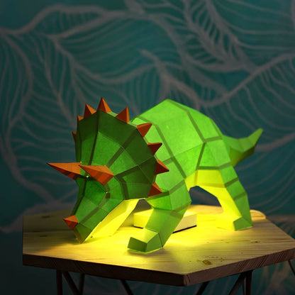 Triceratops 3D Paper Model, Lamp