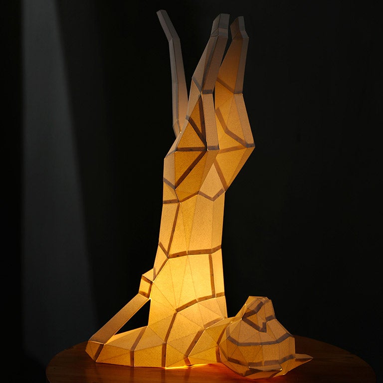 Yoga Cat 3D Paper Model, Lamp