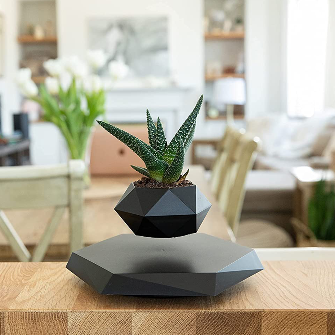 Black Geometric Levitating Plant Pot Main image