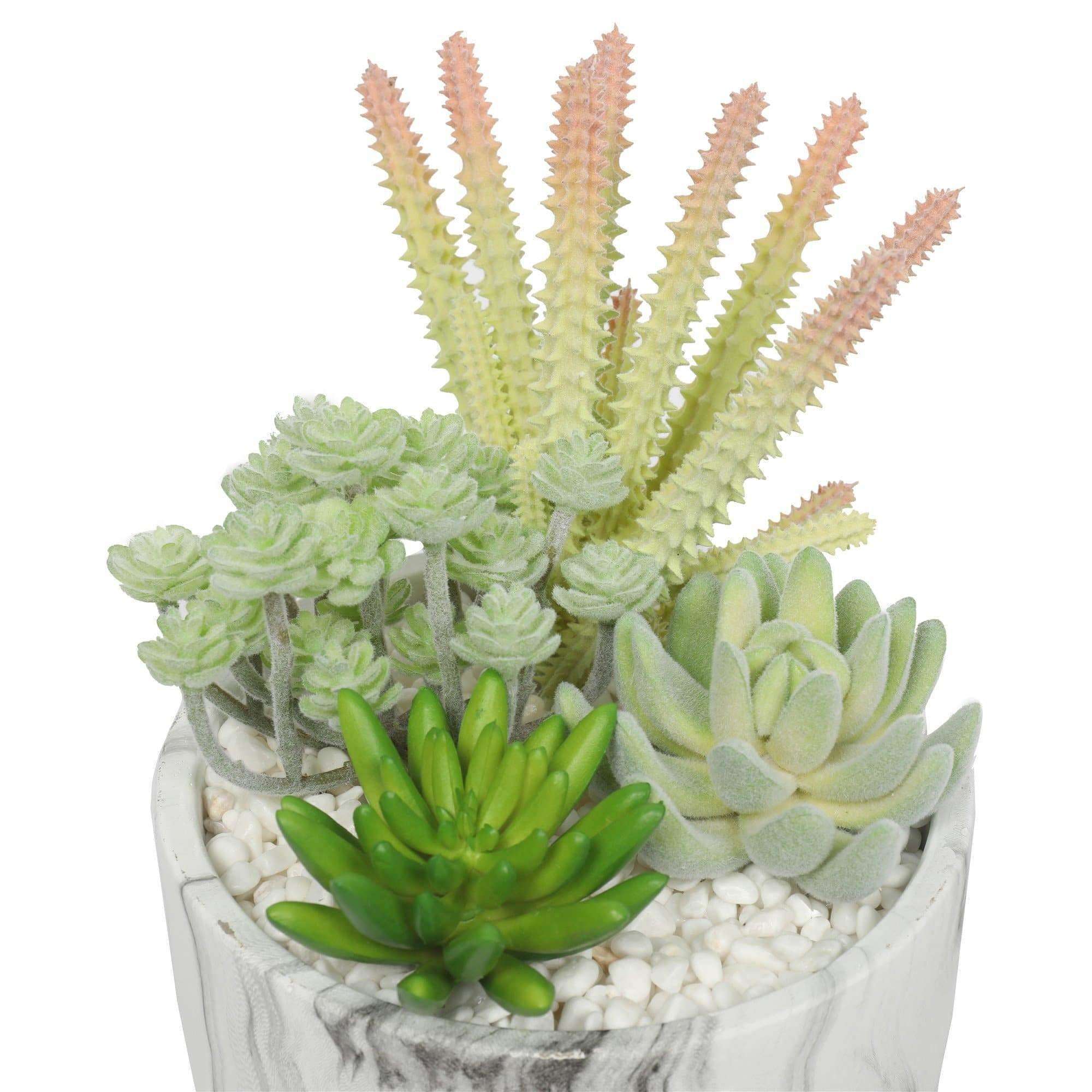 Potted Artificial Succulent Bowl with Marble Pot 20.5cm Secondary image