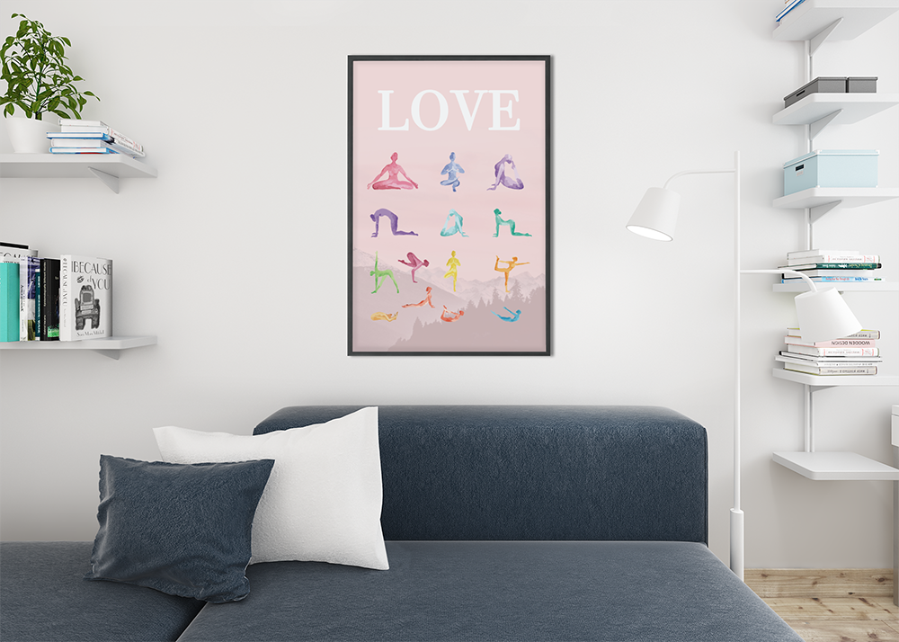 Love Yoga 14 Poses Premium Matte Poster