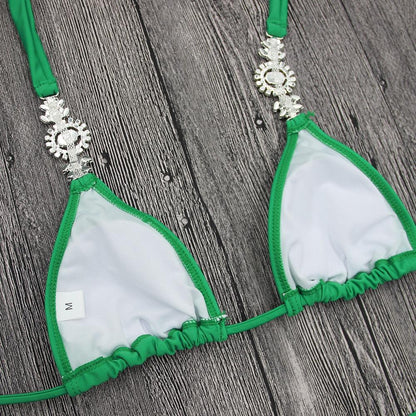 Jeweled Bikini Crochet Jewelry Bikini Set two pieces Swimsuit Crystal