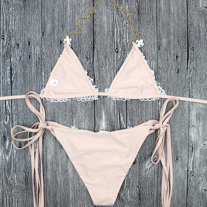 Jeweled Bikini Crochet Jewelry Bikini Set two pieces Swimsuit Crystal
