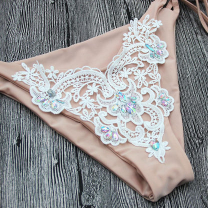 Jeweled Bikini Crochet Jewelry Bikini Set two pieces Swimsuit Crystal