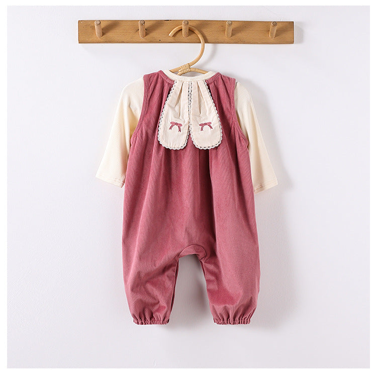 Autumn Baby Kids Girls Cute Rabbit’s Ears Design Crew Neck Top and