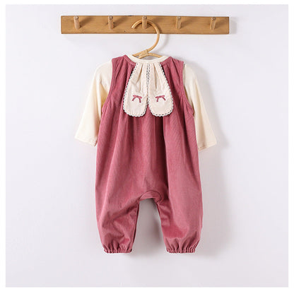 Autumn Baby Kids Girls Cute Rabbit’s Ears Design Crew Neck Top and