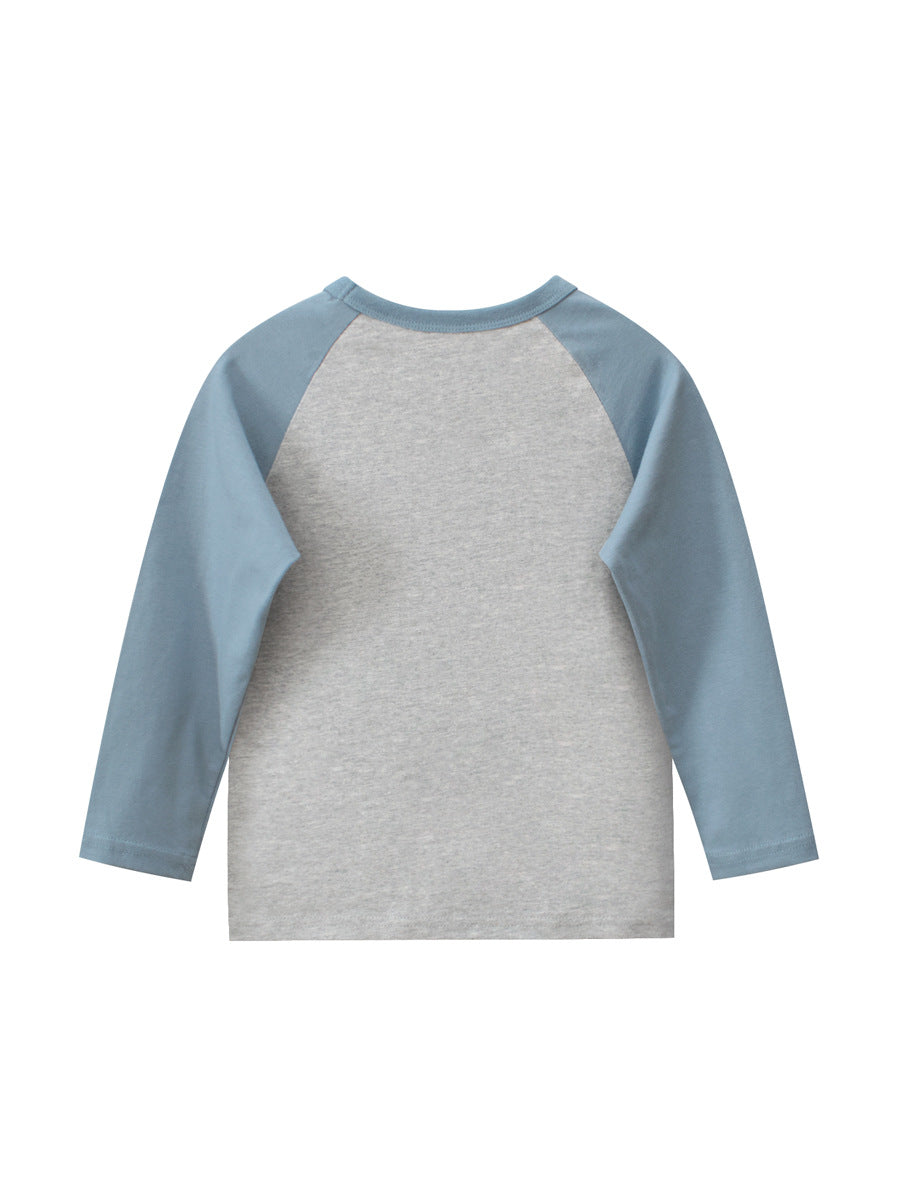 Autumn Baby Boys Letters Print Color Patchwork Long Sleeves Crew Neck