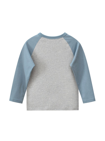 Autumn Baby Boys Letters Print Color Patchwork Long Sleeves Crew Neck