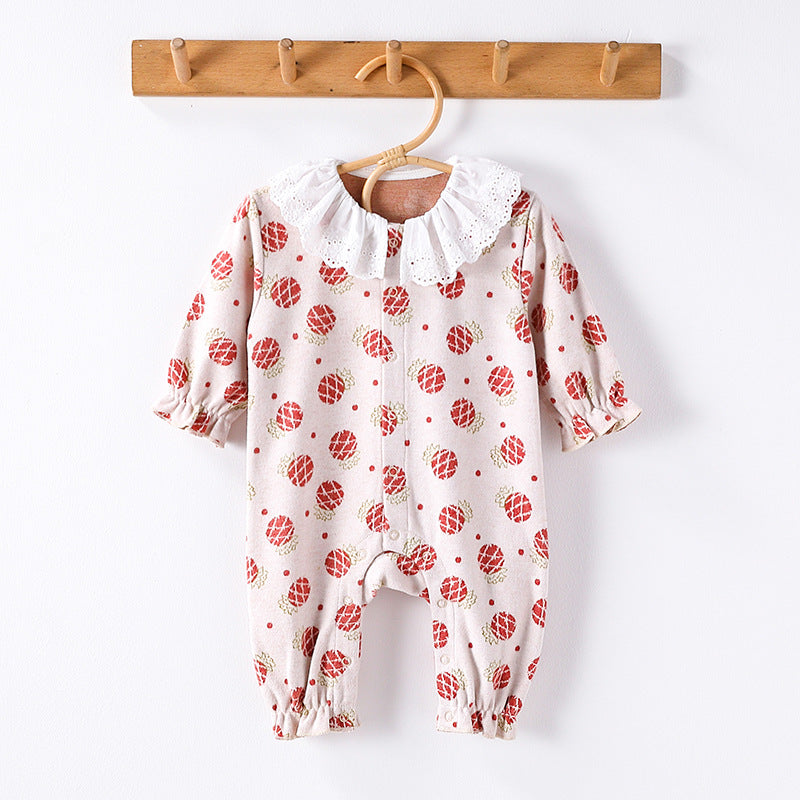 Autumn and Spring New Arrival Baby Girls Simple Fruits Pattern Long