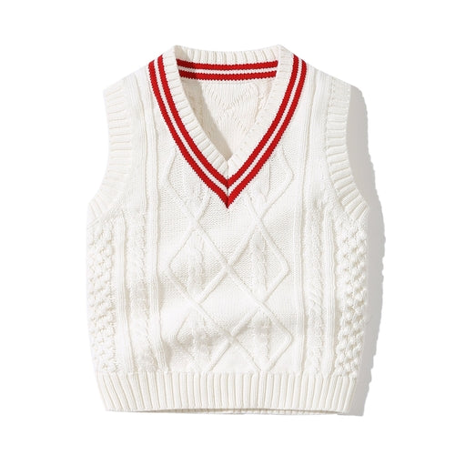 Baby Crochet Knitting Pattern Striped V-Neck Design College Style