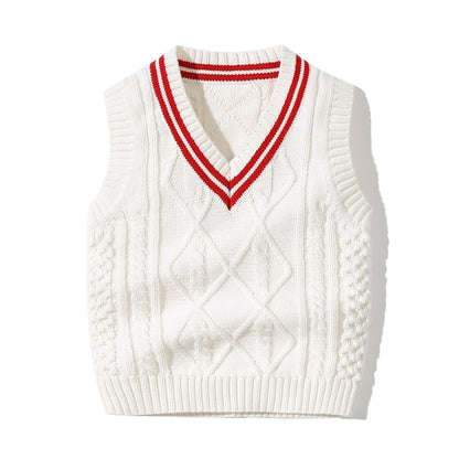Baby Crochet Knitting Pattern Striped V-Neck Design College Style