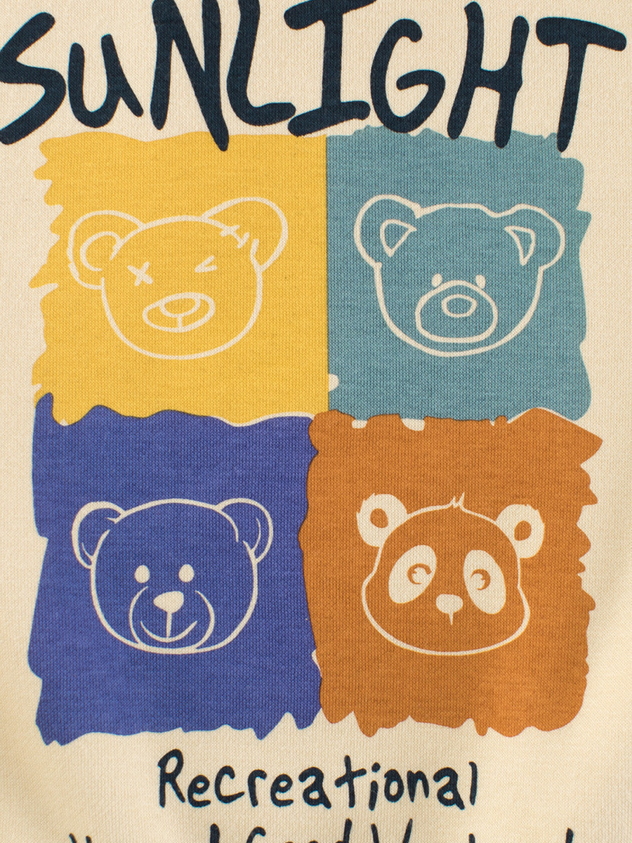 Autumn Baby Kids Boys Cartoon Print Color Patchwork Long Sleeves Crew