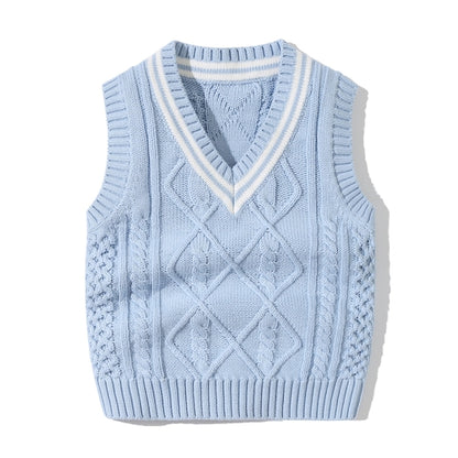 Baby Crochet Knitting Pattern Striped V-Neck Design College Style
