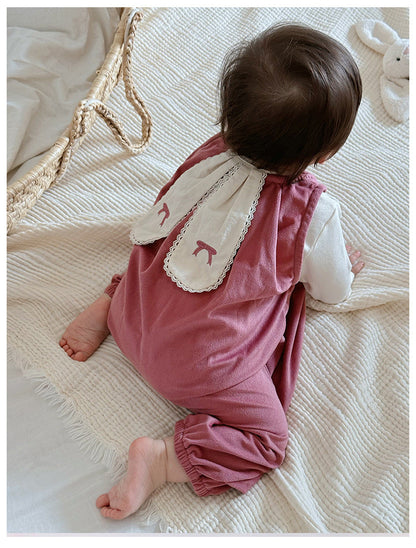 Autumn Baby Kids Girls Cute Rabbit’s Ears Design Crew Neck Top and