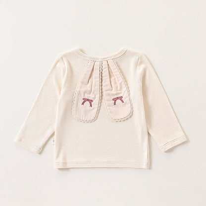 Autumn Baby Kids Girls Cute Rabbit’s Ears Design Crew Neck Top and