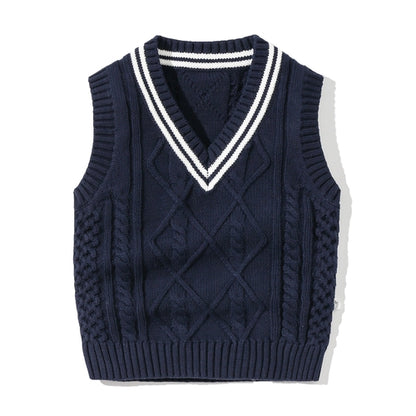 Baby Crochet Knitting Pattern Striped V-Neck Design College Style