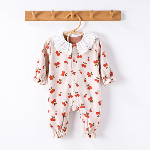 Autumn and Spring New Arrival Baby Girls Simple Fruits Pattern Long