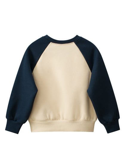 Autumn Baby Kids Boys Cartoon Print Color Patchwork Long Sleeves Crew