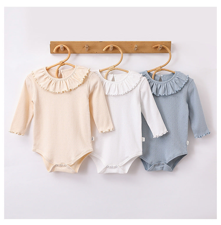 Autumn Hot Selling Baby Girls Simple Casual Solid Color Onesies