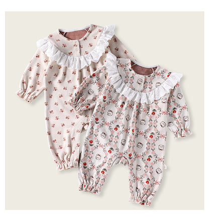 Autumn and Spring New Arrival Baby Girls Simple Floral Pattern Long