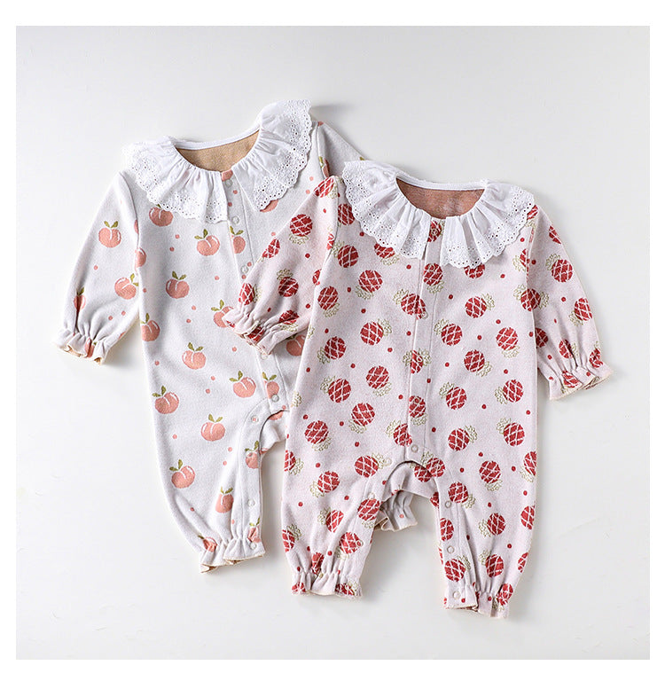 Autumn and Spring New Arrival Baby Girls Simple Fruits Pattern Long